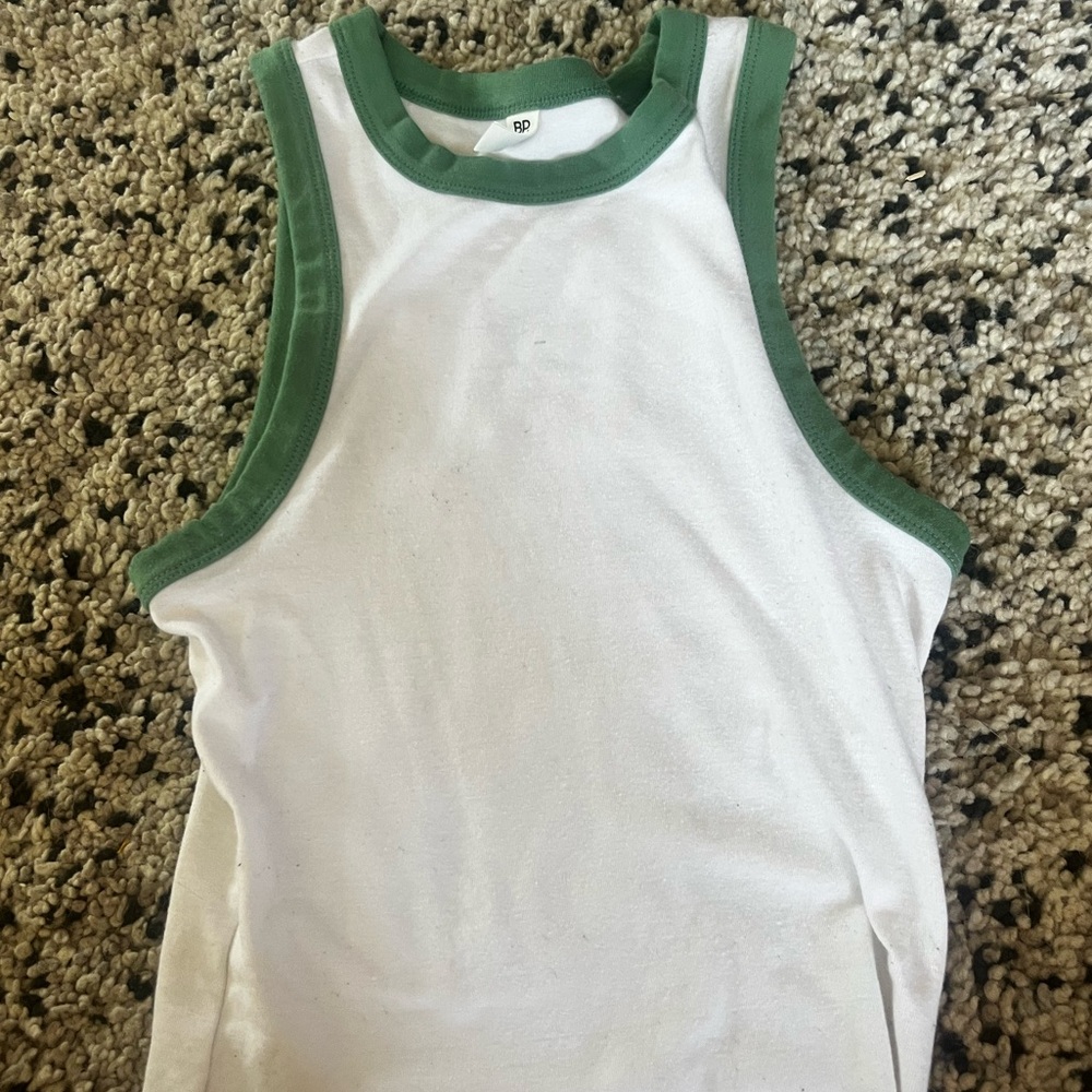 basic white/green tank top